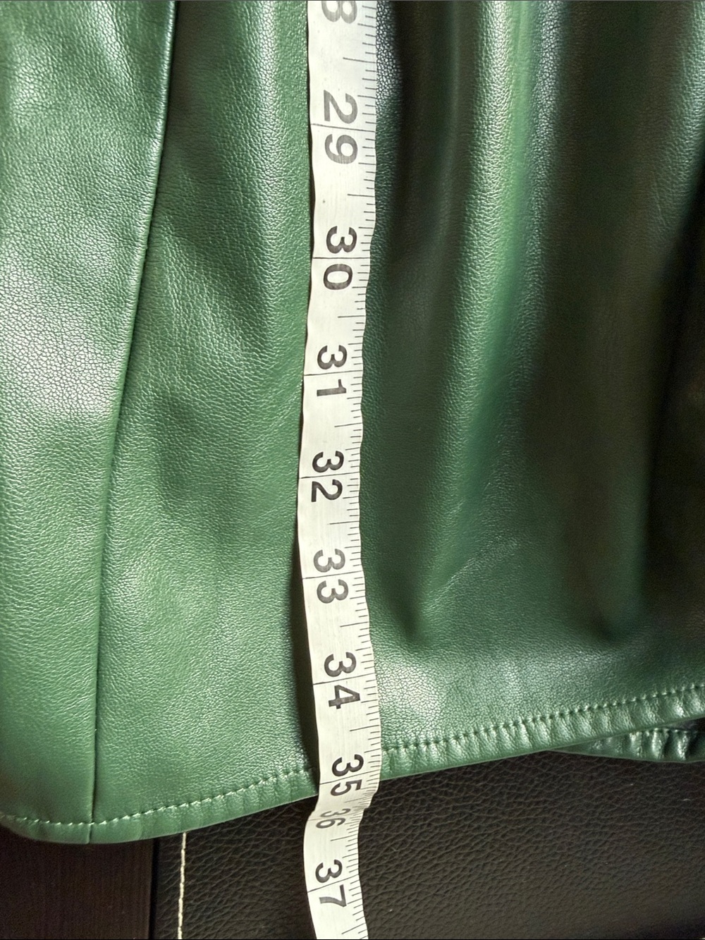 One33 Social Green Faux Leather Mini Shirt Dress Faux Wrap Designer Sz 12 - Picture 13 of 13